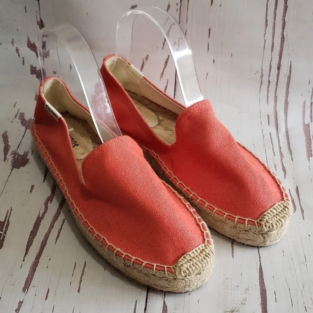 Saludos coral canvas espadrilles flats loafers platforms women's shoes size 8
